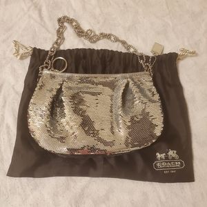 Coach Poppy OCC Silver Sequin Pouch/ Evening Bag